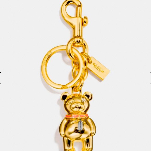 Coach 3D Gold TeddyBear Bag Charm Keychain With Dust Bag. - Picture 2 of 6